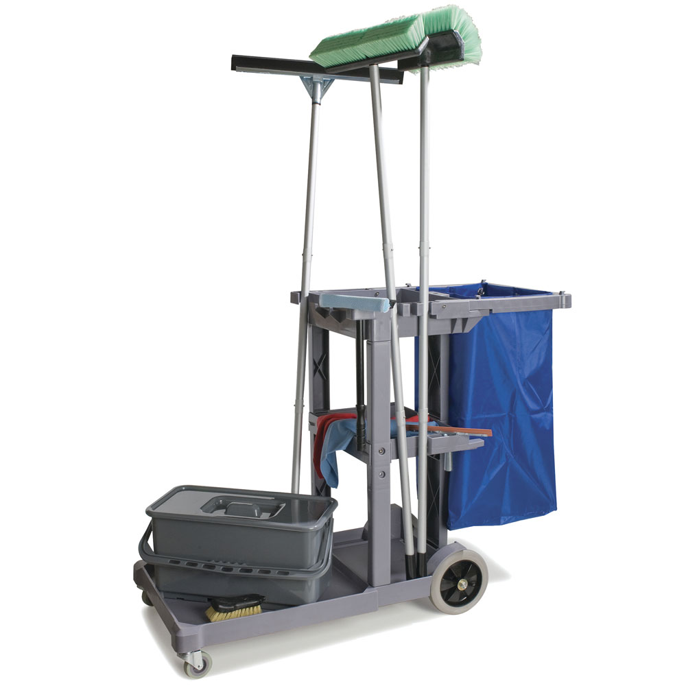 Long Platform Janitorial Cart Gray UnoClean
