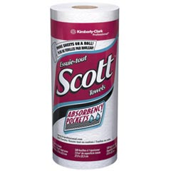 Kimberly Clark SCOTT® 1-Ply Kitchen Paper Roll Towels w/ Absorbency Pockets® - (30) 90 Sheet Rolls