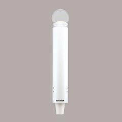 San Jamar Pull-Type White Unbreakable Plastic Water Cup Dispenser with Hinged Flip-Cap SANC4160WH
