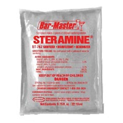 Stearns Bar Master® ST-767 Steramine Sanitizer Disinfectant &amp; Deodorizer - (100) 0.75 fl. oz. Packets