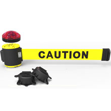 Caution Banner, Yellow - 30' Magnetic Wall Mount w/ Light Kik BST-MH5001L