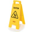 Rubbermaid [6112] 2-Sided Folding Floor Sign - Yellow - Caution (Multilingual) RCP6112YEL