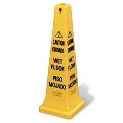 Rubbermaid [6276-77] 4-Sided Safety Cone - Yellow - Caution/Wet Floor Symbol (Multilingual) - 36" H