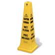 Rubbermaid [6276-77] 4-Sided Safety Cone - Yellow - Caution/Wet Floor Symbol (Multilingual) - 36" H RCP6276-77YEL