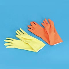 Galaxy Yellow and Orange Reusable Flock-Lined Gloves - 12" Yellow Latex - Large GLX242L
