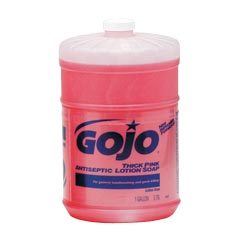 GOJO® Thick Pink Antiseptic Lotion Soap - (4) Flat-Top Gallon Container
