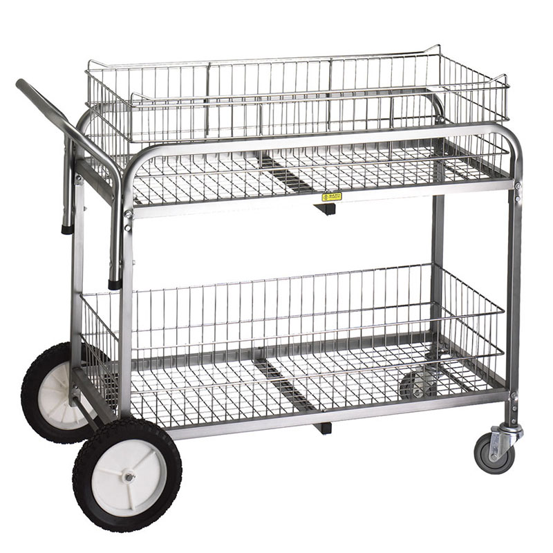 R&B Wire [510] Large Capacity Tubular Steel Utility Cart Chrome 2 Baskets Utility Carts