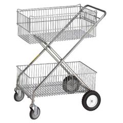 R&amp;B Wire [500] Deluxe Tubular Steel Utility Cart - Chrome - 2 Baskets
