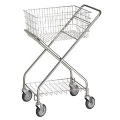 R&amp;B Wire [501] Standard Tubular Steel Utility Cart - Chrome - 2 Baskets