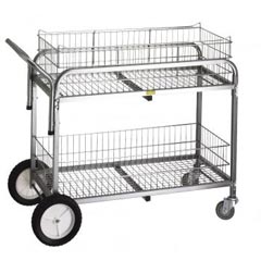 R&amp;B Wire [510] Large Capacity Tubular Steel Utility Cart - Chrome - 2 Baskets
