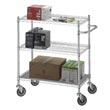 R&B Wire [UC1848SOL] Portable & Adjustable Metal Wire Utility Cart - Chrome - 2 Wire Shelves - 1 Solid Shelf - 18" x 48" RB-UC1848SOL