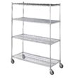 R&B Wire [LC183672] Portable & Adjustable Metal Wire Linen Cart - Chrome - 4 Wire Shelves - 18" x 36" x 72" RB-LC183672