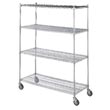 R&amp;B Wire [LC184872] Portable &amp; Adjustable Metal Wire Linen Cart - Chrome - 4 Wire Shelves - 18" x 48" x 72"