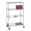 R&amp;B Wire [LC244872SOL] Portable &amp; Adjustable Metal Wire Linen Cart - Chrome - 3 Wire Shelves - 1 Solid Shelf - 24" x 48" x 72"