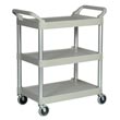 Rubbermaid [3424-88] Light-Duty Utility Cart w/ Brushed Aluminum Uprights - 3 Shelves - Platinum RCP342488PLA