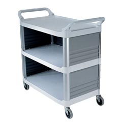 Rubbermaid [4093] Xtra™ Utility Cart w/ 3 Enclosed Sides - 3 Shelves - Off White