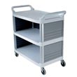 Rubbermaid [4093] Xtra™ Utility Cart w/ 3 Enclosed Sides - 3 Shelves - Off White RCP4093CRE