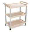 Rubbermaid [9T65-71] Utility Service Cart w/ Brushed Aluminum Uprights - 3 Shelves - Beige