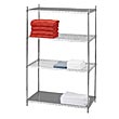 R&amp;B Wire [SU183672SOL] Stationary Adjustable Metal Wire Linen Rack - Chrome - 3 Wire Shelves - 1 Solid Shelf - 18" x 36" x 72"