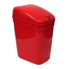 Nine Stars [DZT-20-MED] Motion Sensor Activated Plastic Medical Trash Can - Red - Rectangle - 5.2 Gallon