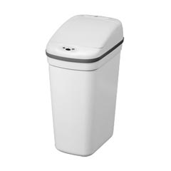 Nine Stars [DZT-27-1] Motion Sensor Activated Plastic Trash Can - Rectangle - White - 7.1 Gallon