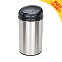 Nine Stars [DZT-40-8] Motion Sensor Activated Stainless Steel Trash Can - Round - 10.6 Gallon