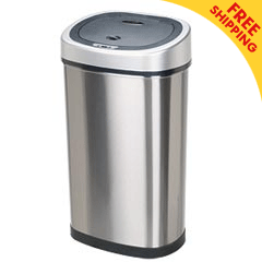 Nine Stars [DZT-50-9] Motion Sensor Activated Stainless Steel Trash Can - Oval - 13.2 Gallon
