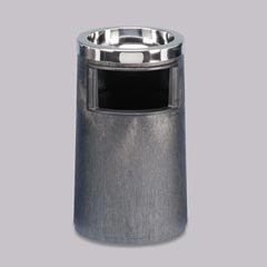 Rubbermaid Commercial Smoking Urn/Trash Receptacle - Black/Chrome RCP2586BLA
