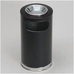 Rubbermaid Commercial 12-Gallon Atrium™ Steel Ash/Trash Receptacle with Sand Top - Black RCP9106BLA
