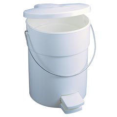 Rubbermaid [6142] Plastic Fire-Safe Step-On Trash Container w/ Rigid Liner - White - 4.5 Gallon