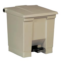 Rubbermaid [6143] Plastic Fire-Safe Step-On Trash Container - Beige - 8 Gallon