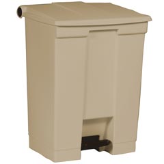 Rubbermaid [6145] Plastic Fire-Safe Step-On Trash Container - Beige - 18 Gallon