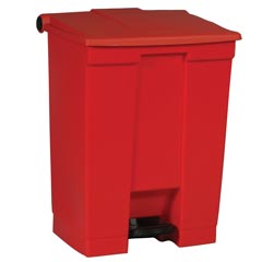 Rubbermaid [6145] Plastic Fire-Safe Step-On Trash Container - Red - 18 Gallon