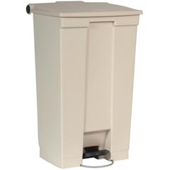 Rubbermaid [6146] Plastic Fire-Safe Mobile Step-On Trash Container - Beige - 23 Gallon