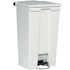 Rubbermaid [6146] Plastic Fire-Safe Mobile Step-On Trash Container - White - 23 Gallon