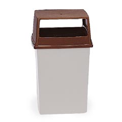 Rubbermaid [256V] Glutton® Square Trash Container Hooded Top - Brown