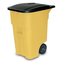 Rubbermaid [9W27] BRUTE® Mobile Rollout Trash Container - 50 Gallon - Yellow