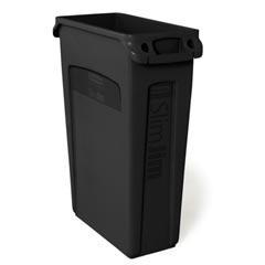 Rubbermaid [3540-60] Slim Jim® Rectangular Waste Container w/ Venting Handles - 23 Gallon - Black
