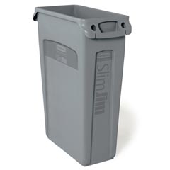 Rubbermaid [3540-60] Slim Jim® Rectangular Waste Container w/ Venting Handles - 23 Gallon - Gray