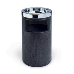 Rubbermaid [2586] Smoking Urn Ash/Trash Receptacle w/ Metal Ashtray Top - Black/Chrome