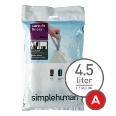 simplehuman® [CW0160] Trash Can Liner Bags - Code A - 1.2 Gallon - 30 Pack