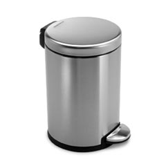 simplehuman® [CW1852] Deluxe Fingerprint-proof Mini Round Stainless Steel Step-On Trash Can - Brushed Steel - 1.2 Gallon
