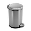 simplehuman® [CW1852] Deluxe Fingerprint-proof Mini Round Stainless Steel Step-On Trash Can - Brushed Steel - 1.2 Gallon
