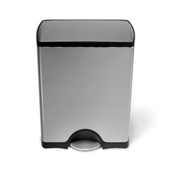 simplehuman® [CW1814] Deluxe Rectangular Stainless Steel Step-On Trash Can - Brushed Steel - 10 Gallon