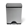 simplehuman® [CW1814] Deluxe Rectangular Stainless Steel Step-On Trash Can - Brushed Steel - 10 Gallon