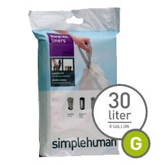 simplehuman® [CW0166] Trash Can Liner Bags - Code G - 8 Gallon - 20 Pack