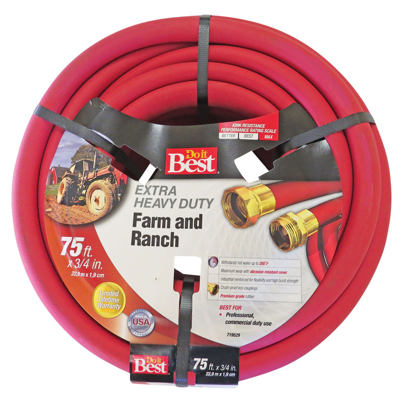 3/4" Dia. x 75 ft. Heavy Duty Farm and Ranch Rubber Hose UnoClean