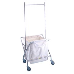 R&amp;B Wire [652C53C] Collapsible Laundry Hamper Frame w/ Canvas Bag &amp; Double Pole Rack - Chrome