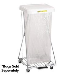 R&amp;B Wire [697] Single Wire X-Frame Hamper Stand w/ Foot Pedal - Zinc - Blue Lid