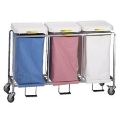 R&amp;B Wire [676] Triple "Easy Access" Deluxe Metal Laundry Hamper w/ Foot Pedal